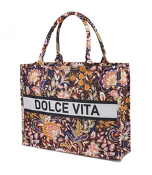 Large colorful shopper bag with DOLCE VITA lettering