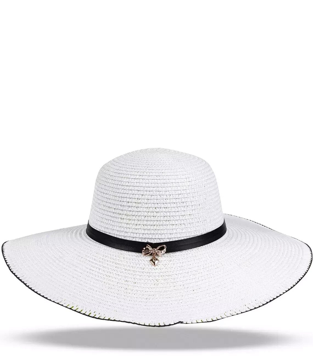 Large women's straw hat with a black band