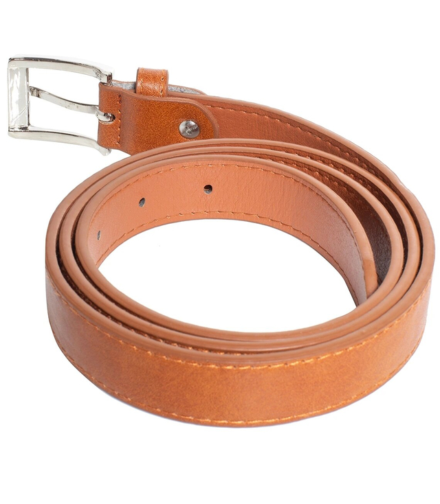 Smooth women's eco leather belt with silver buckle 2.3 cm