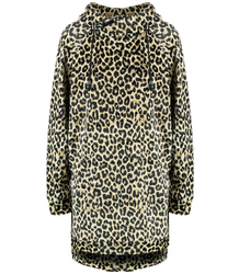Women's leopard print warm long sweatshirt with a neck warmer NELA