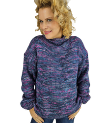 Ciepły melanżowy sweter półgolf damski oversize HANNA