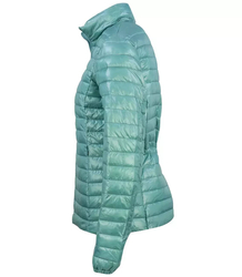 Short transitional quilted jacket with a stand-up collar