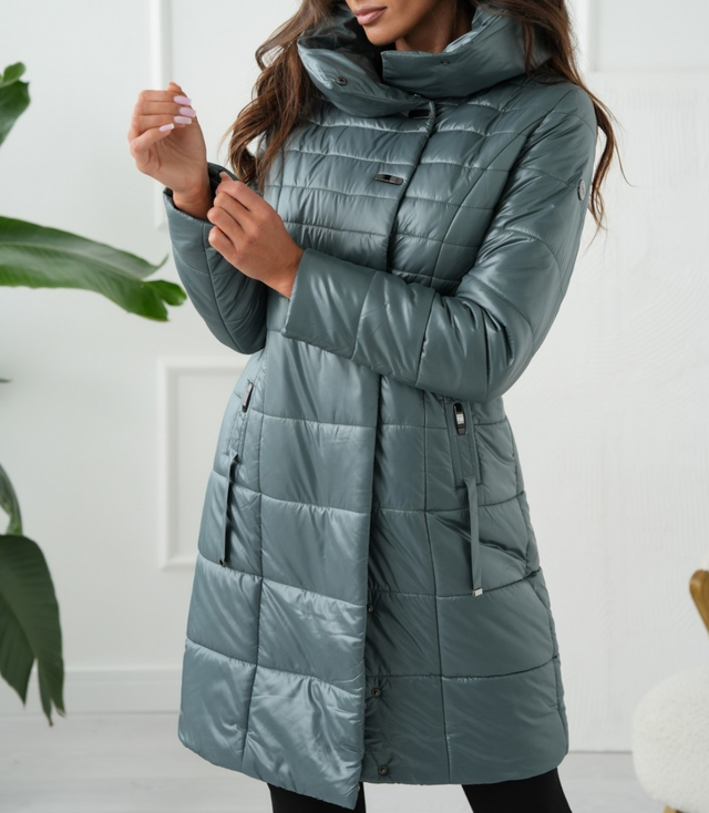 Long elegant quilted insulated coat for women AMELIA