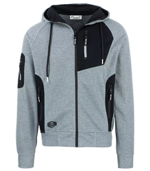 Hybrid men's transitional sweatshirt jacket with patches