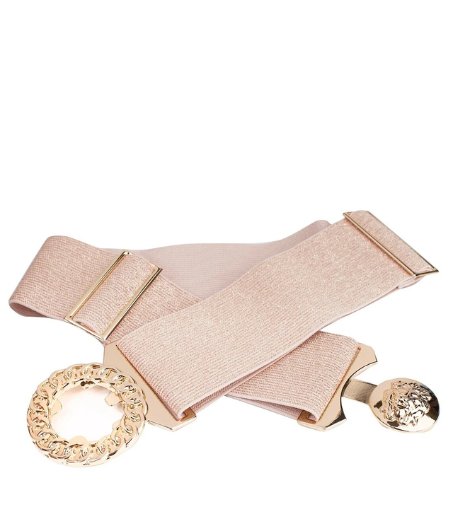 Women's belt with gold lion adjustable elastic