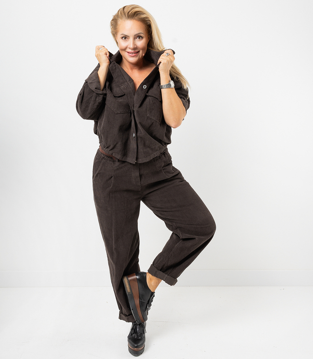 Corduroy set pants with belt and jacket shirt CHICA