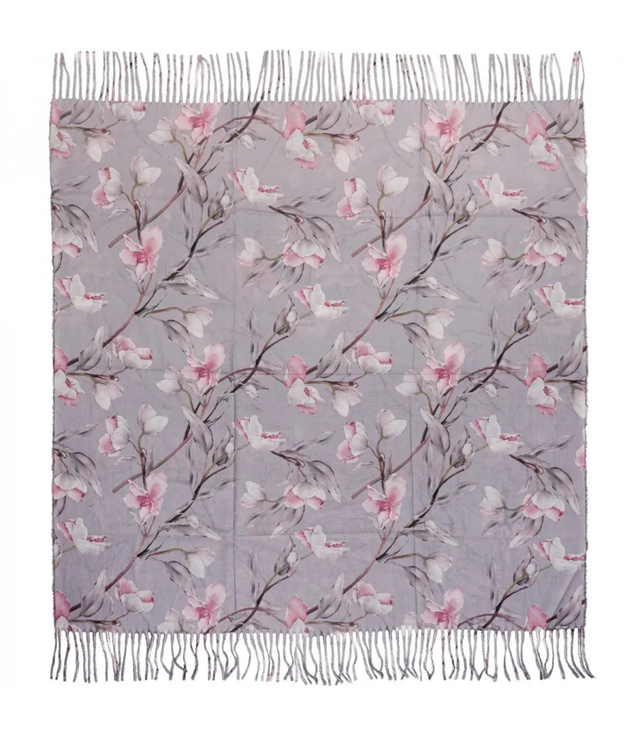 Elegant floral shawl scarf with tassels