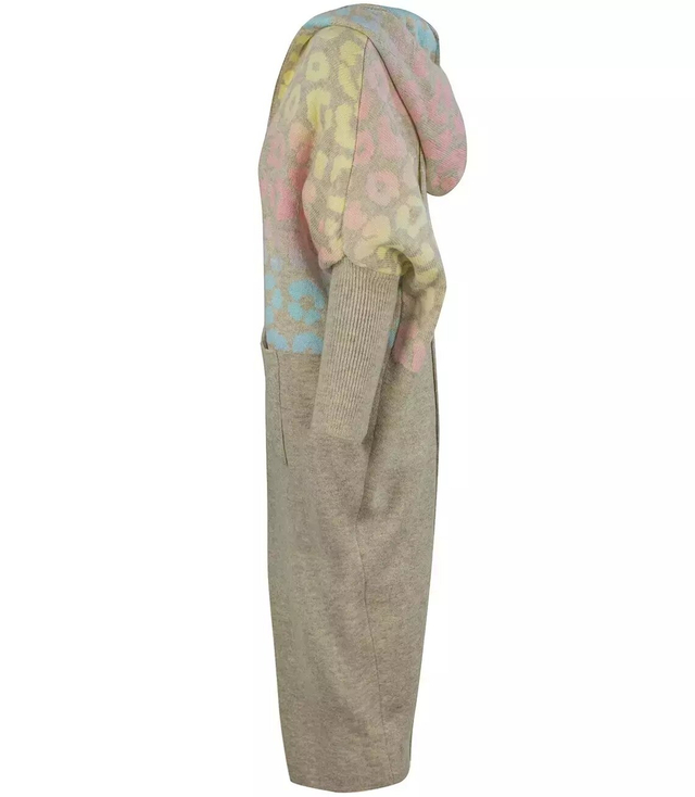 Long cardigan colorful leopard sweater with wool