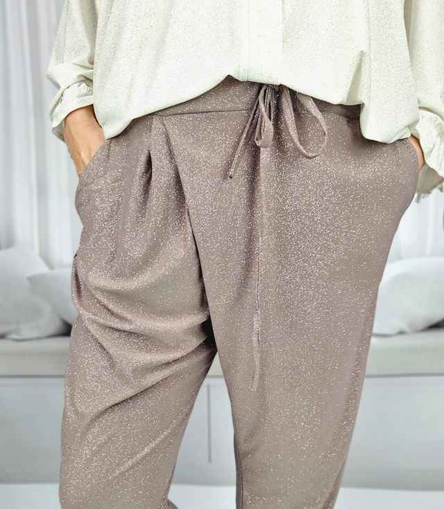 Elegant loose envelope pants with waist tie CLARA