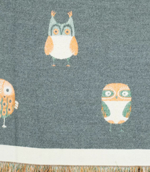 Warm double sided scarf owls knitted fabric