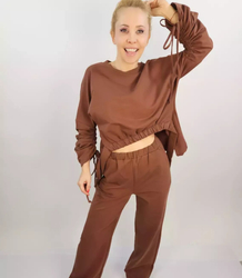 Dres spodnie dzwony bluza dopasowany komplet 