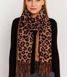 Elegancka chusta szalik z frędzlami