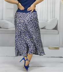 Satynowa spódnica maxi w panterkę leopard SAVANNA