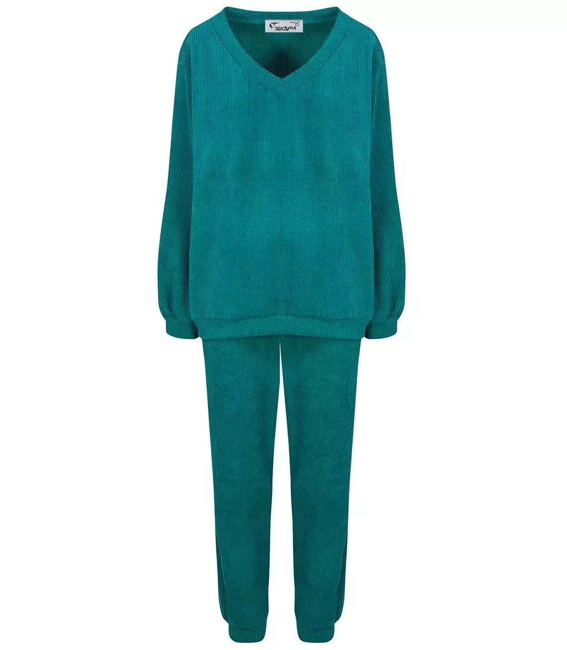 Womens corduroy tracksuit composed of a sweatshirt and trousers. Loose 