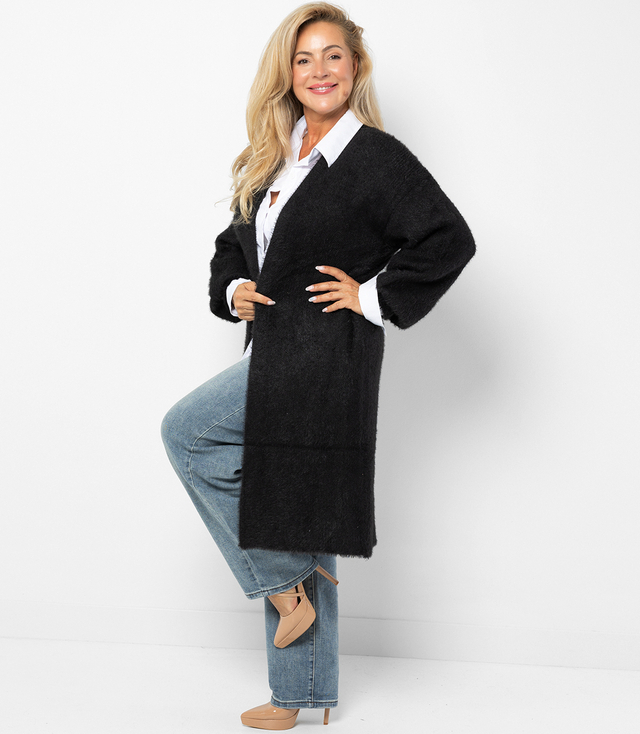 Kardigan z miękkiej dzianiny z włoskami puchaty ALBA