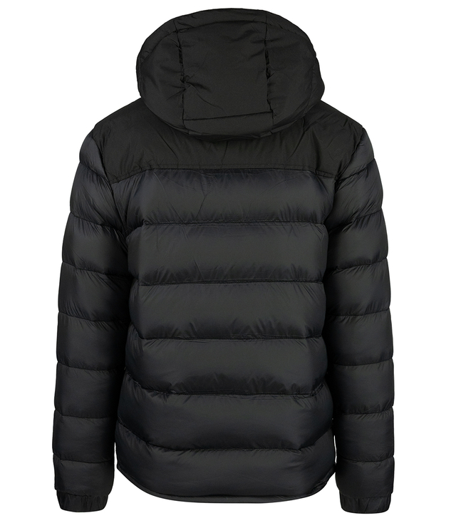 Warm men's quilted winter jacket with hood 