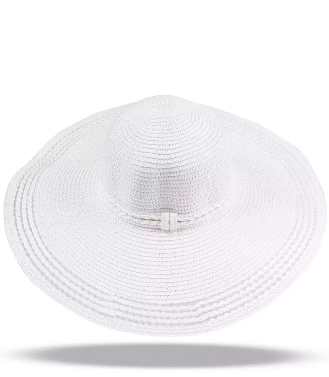 Fashionable large women's hat with a wide decorative brim