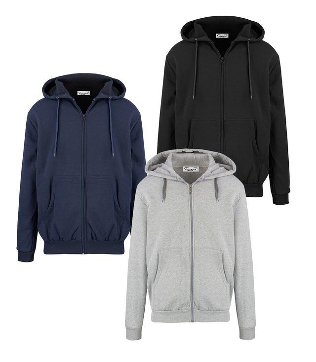 Men's warm sweatshirt with a hood, plain, one-color