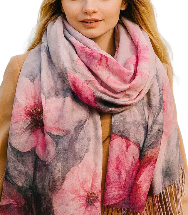 Square shawl scarf for women with tassels AGRAFKA