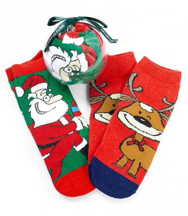 Christmas socks with baubles with Santa Claus, child, Warm Gift