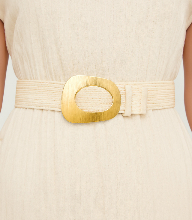 Braided women's belt with large buckle