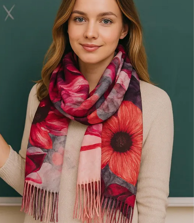 Square shawl scarf for women with tassels AGRAFKA