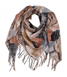 Multicolored elegant women's floral scarf with tassels