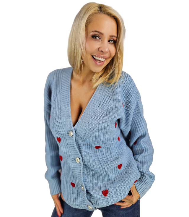 Warm and cozy women's sweater with hearts for autumn SUMMER