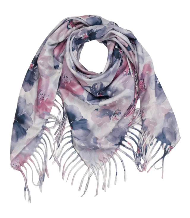 Floral women's scarf shawl with tassels