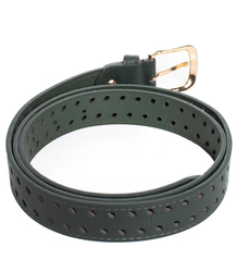 Women's eco leather belt with decorative holes 3 cm