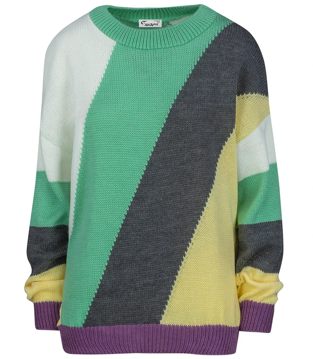 LINDA women's sweater with colorful twill stripes