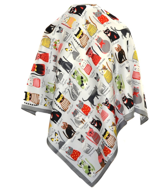 Scarf delicate scarf with cats Beautiful gift