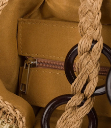 Boho raffia handbag with adjustable, thicker strap