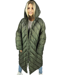 Long jacket women's coat with diagonal quilting Warm LUCY