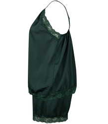 Satin pajama set with lace shorts top petticoat
