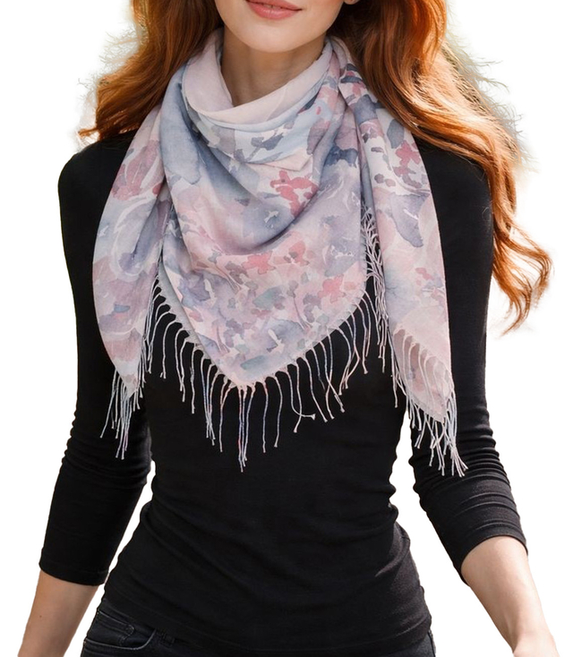 Women's scarf with floral pattern 100x100