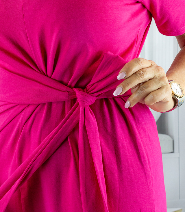 Long dress with decorative sash at waist GEJSZA