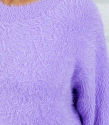 Fluffy sweater knit dress round neckline FLUFFY