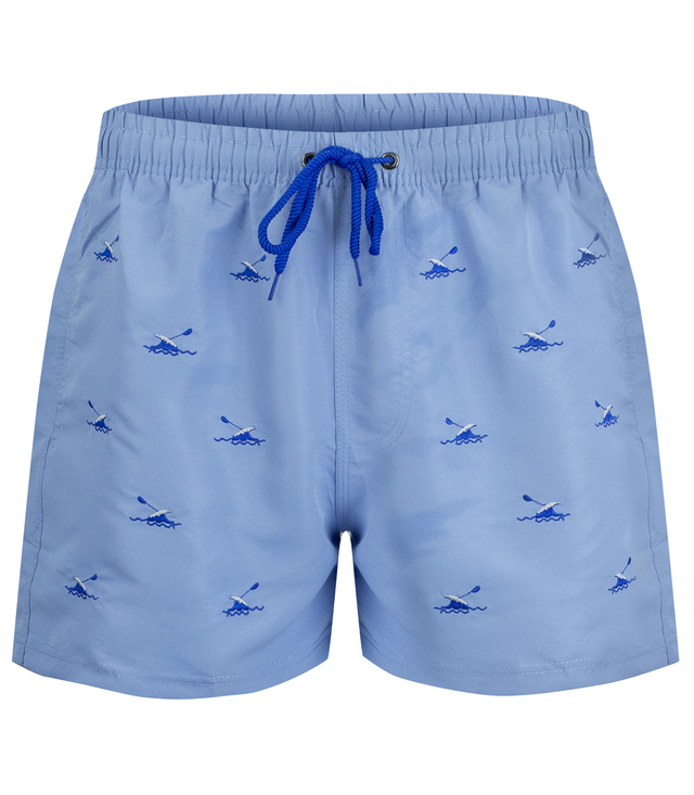 Swimming shorts decorated with a summer pattern on the front