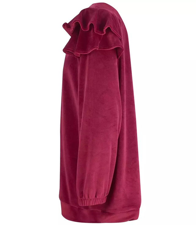 Welurowa bluza dresowa z falbanką oversize