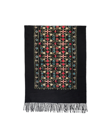 Women's scarf with embroidered pattern and tassels