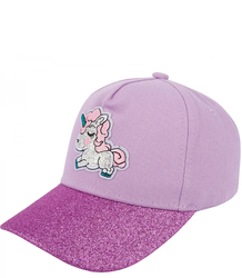 Children's baseball cap decorated with unicorn with glitter visor