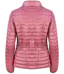 Short transitional quilted jacket with a stand-up collar