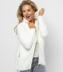 Warm cardigan sweater made of fluffy knit fabric GRAZYNA
