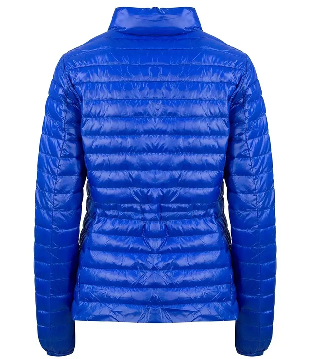 Short transitional quilted jacket with a stand-up collar