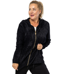 Warm cardigan sweater made of fluffy knit fabric GRAZYNA