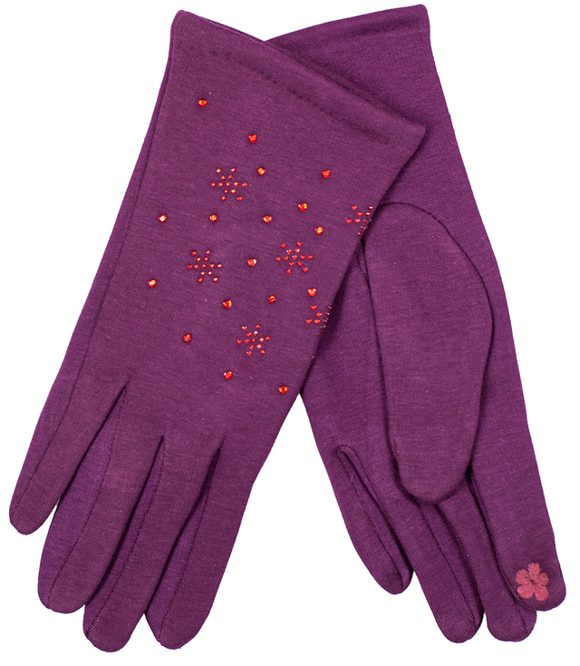 Women's insulated gloves Touch Five-fingered with rhinestones