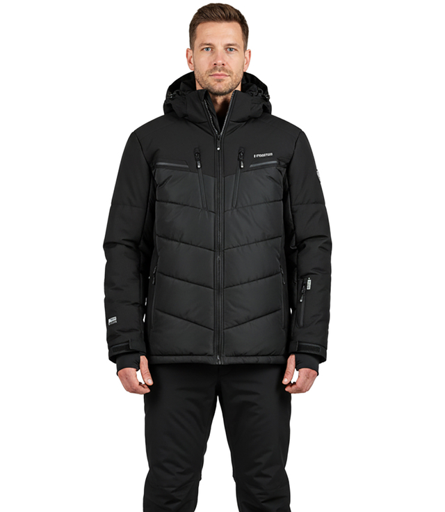 Men's quilted jacket with hood winter two-tone jacket