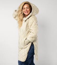 Long winter jacket with decorative hood LUNA