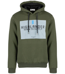 Men's warm, thick sweatshirt with a hood and a print